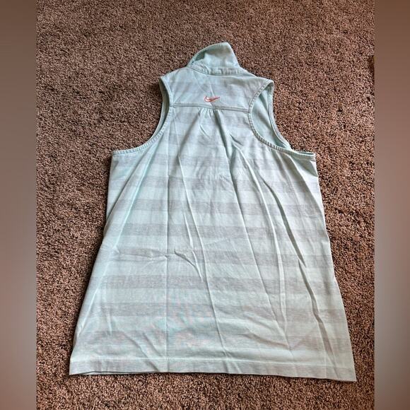 Nike Golf Sport Dri-FIT Aqua Blue Grey Stripe Sleeveless Polo Tank Wonens XL - Picture 7 of 8